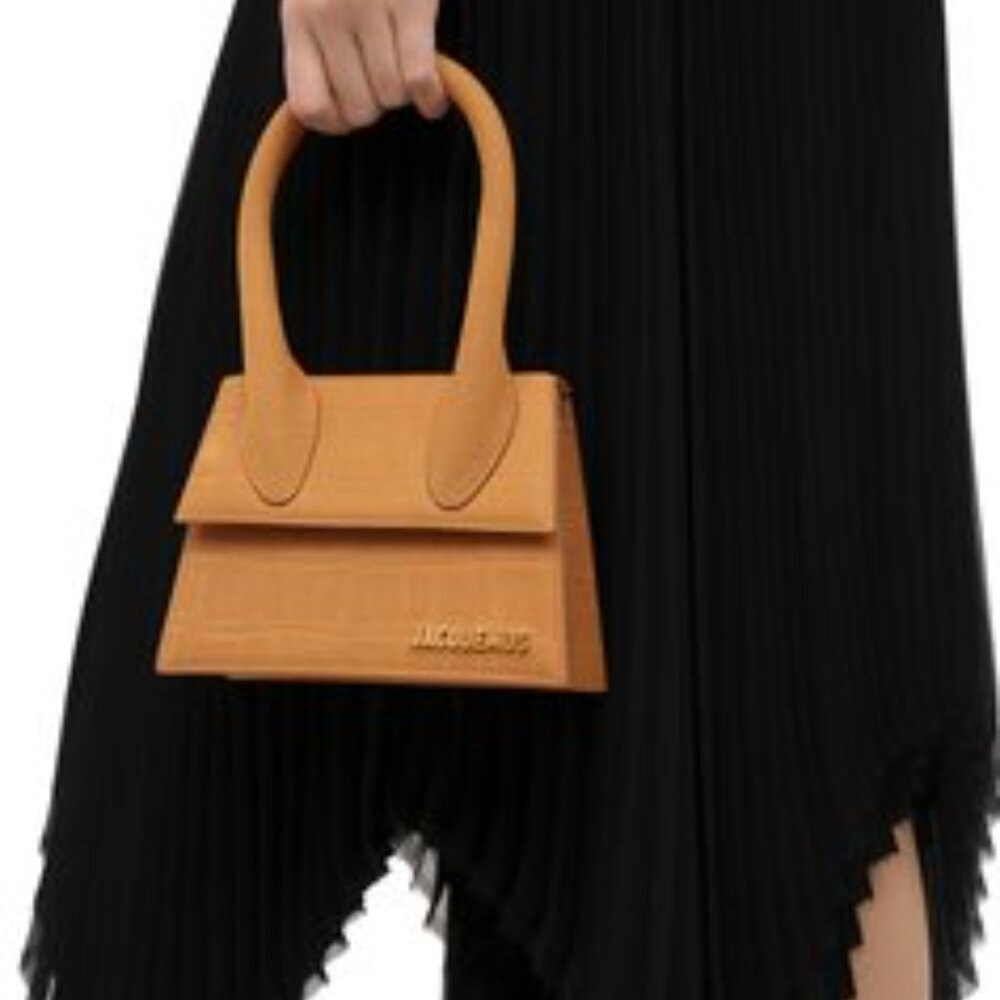 Jacquemus Le Chiquito Moyen croc embossed in Honey Embossed medium sized leather